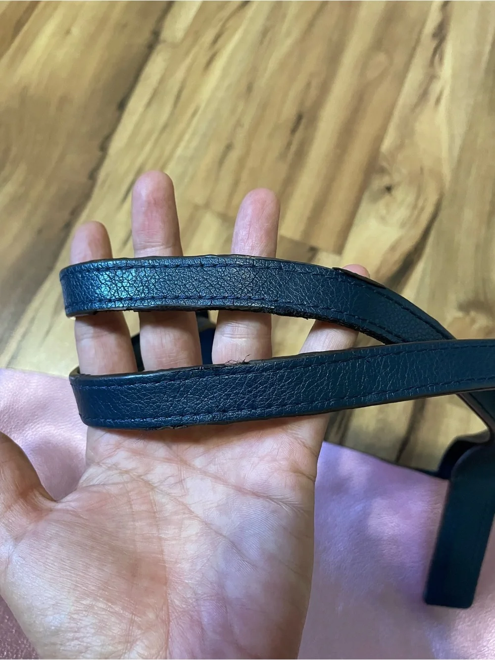Kate Spade New York Reversible Metallic Pink / Navy Leather Tote Bag Large